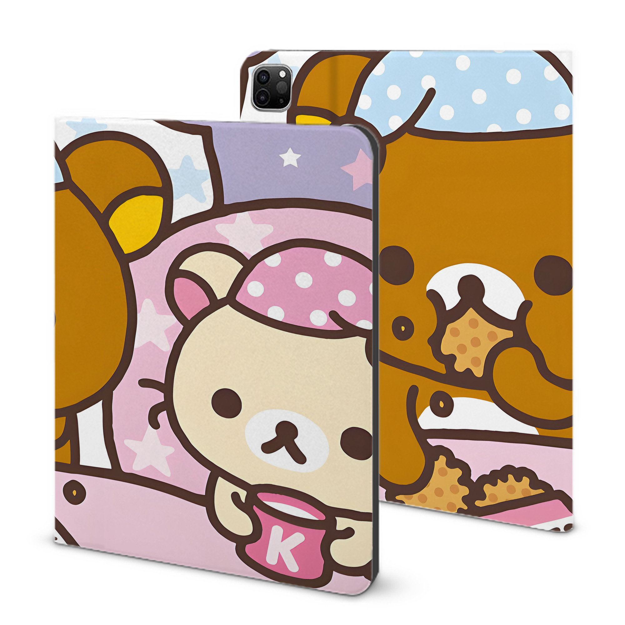 （画像用） リラックマ リラックマ キイロイトリ Rilakkuma Korilakkuma Kiiroitori IPad ケース ブック型 PUレザー TPU 耐衝撃 軽量 薄型 ペン収納なし 全面保護 IPad 各モデル対応
